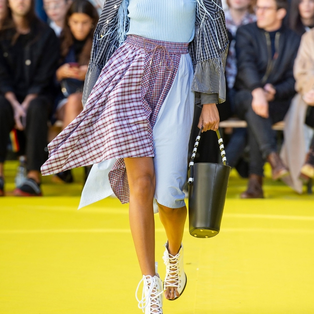 🆕️ victoria / tomas mixed plaid asymmetrical skirt